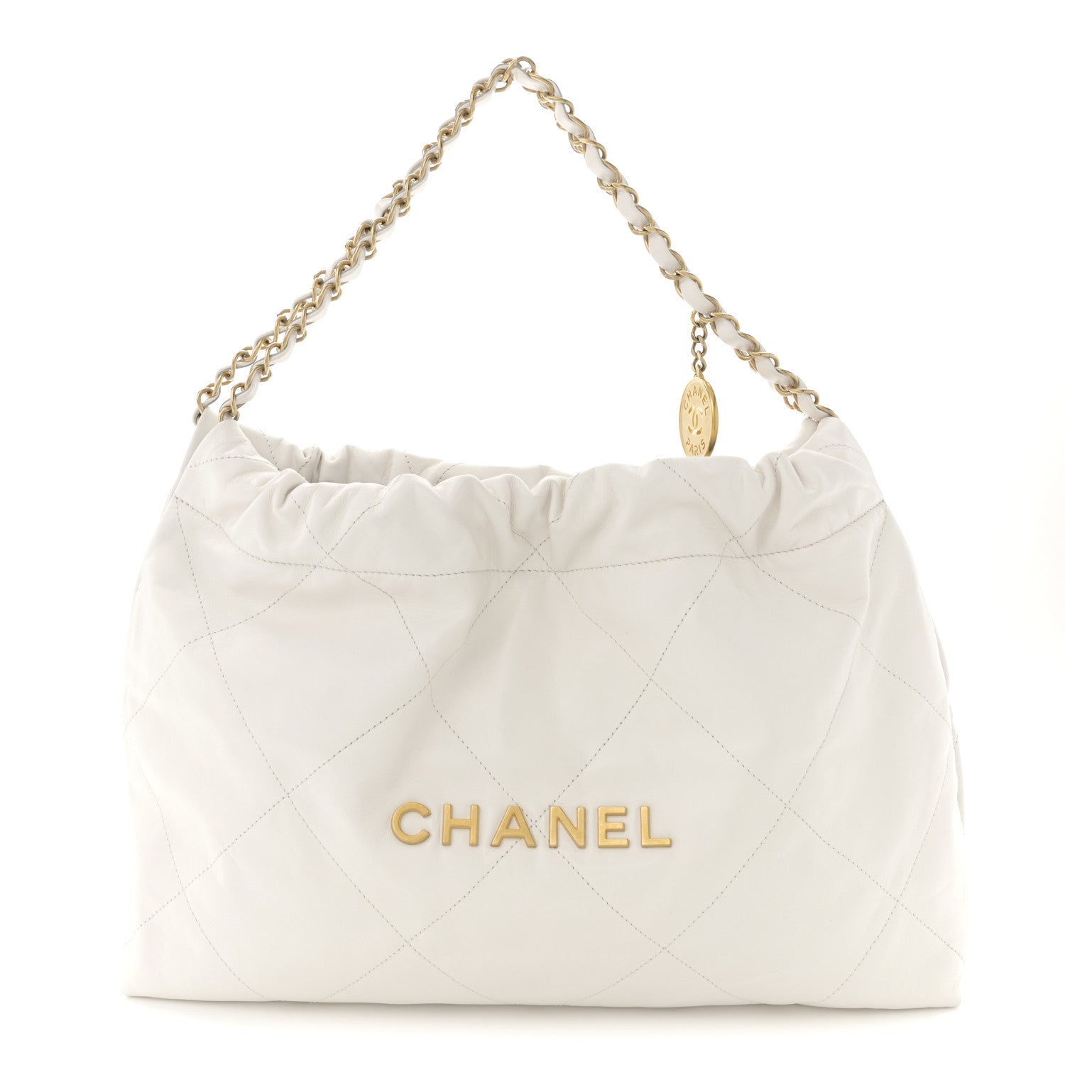 Chanel Shiny Calfskin Quilted Chanel 22 East West White 1748140