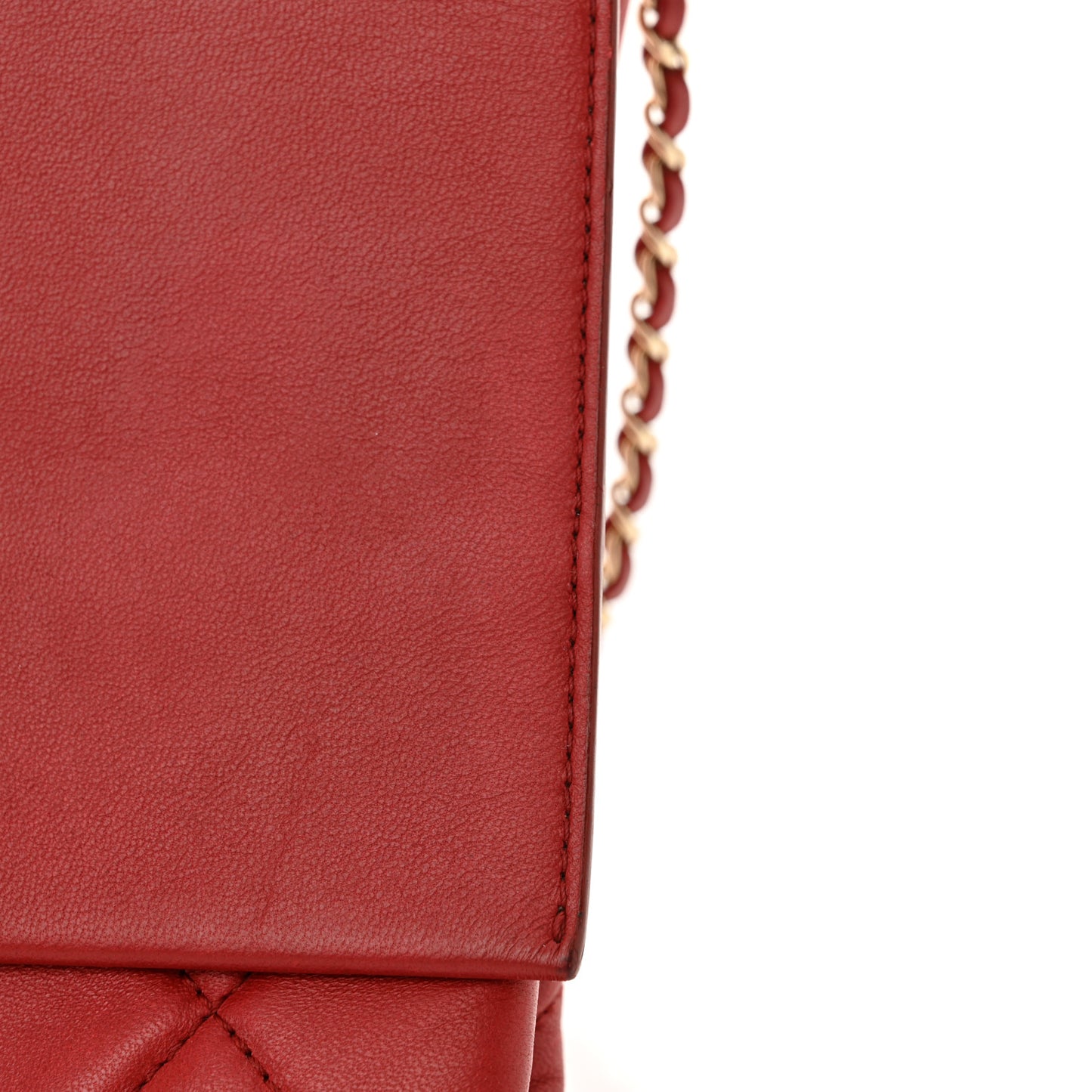 Lambskin Quilted Retro Label Clutch Red