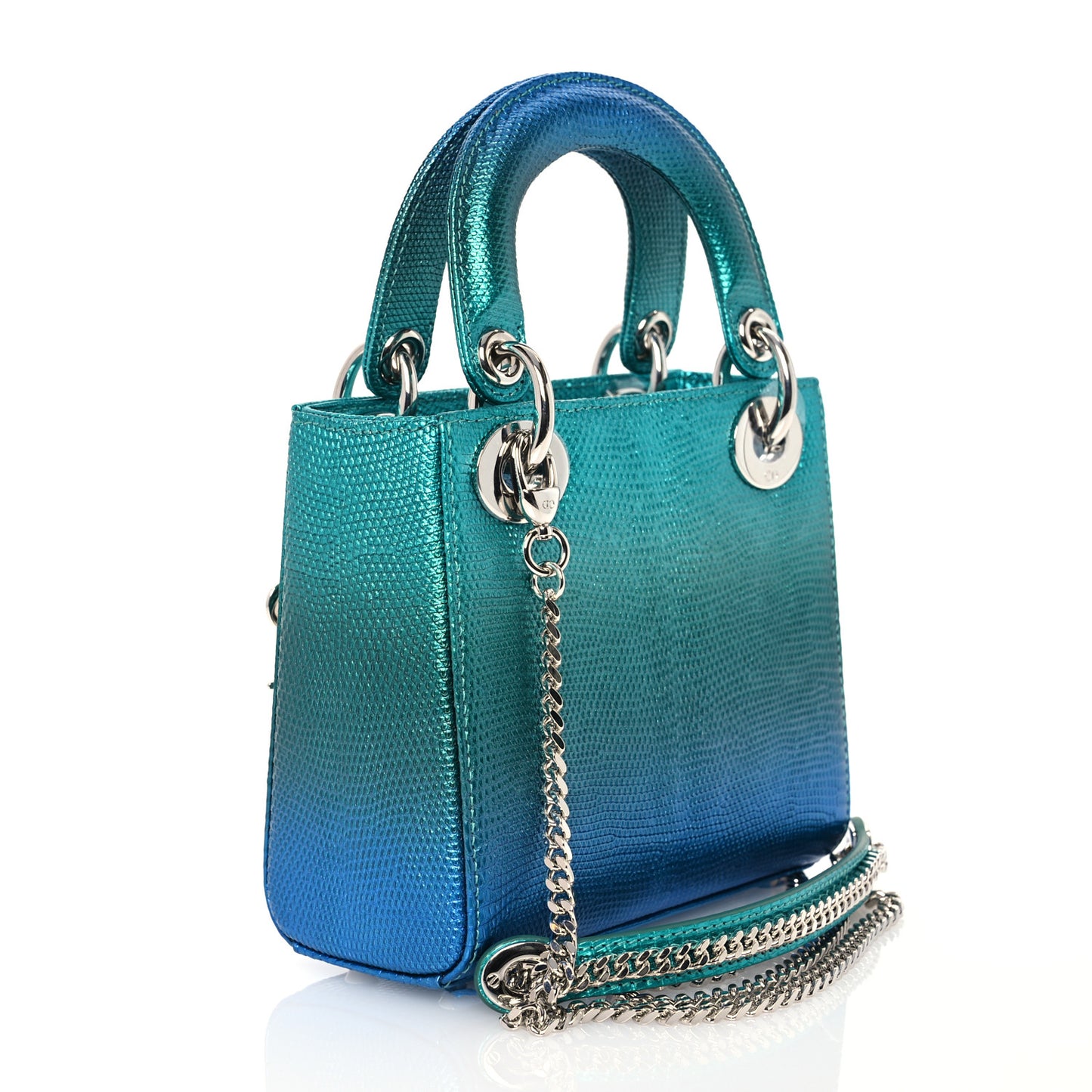 Lizard Gradient Mini Lady Dior Blue