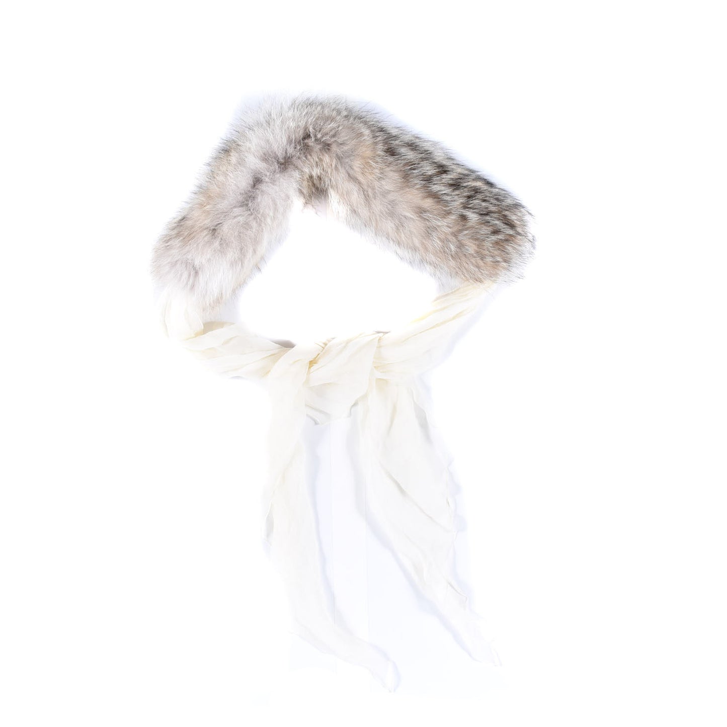 Silk Coyote Fur Muffler Collar Ivory