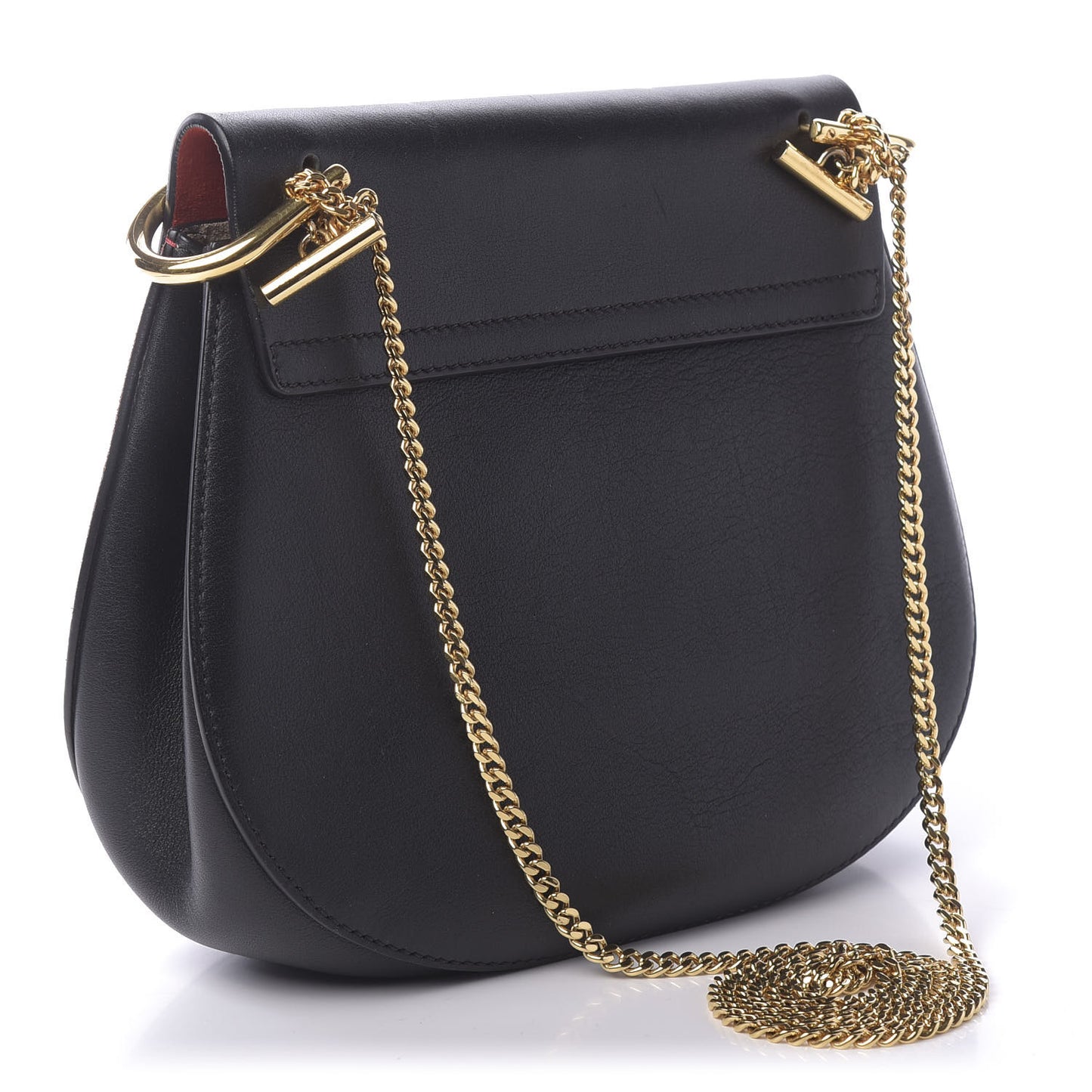 Suede Smooth Calfskin Drew Shoulder Bag Plaid Red Black