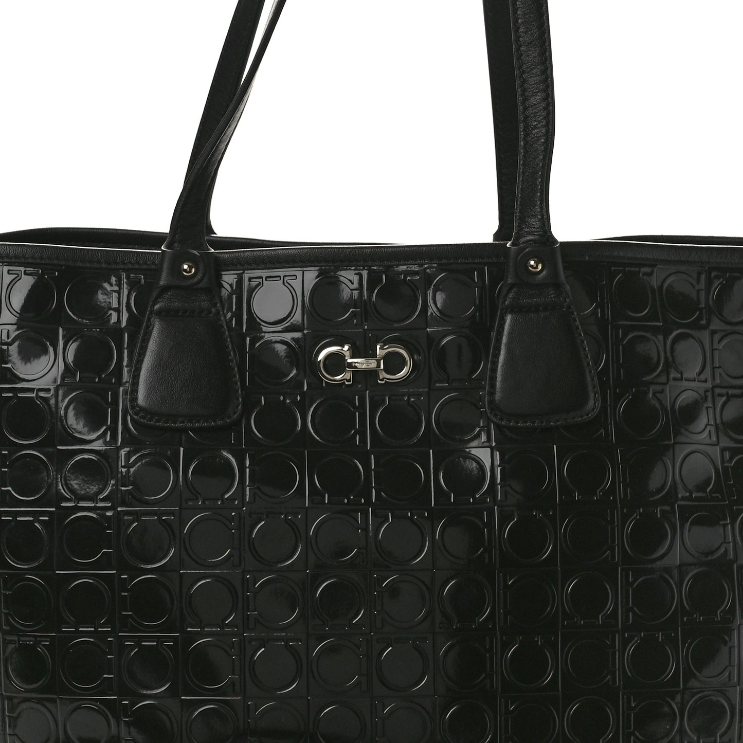 Patent Gancini Embossed Tote Black