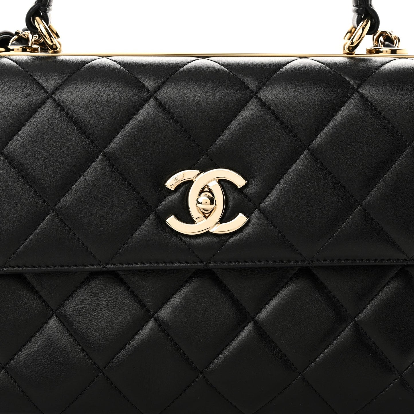 Lambskin Quilted Small Trendy CC Dual Handle Flap Bag Black