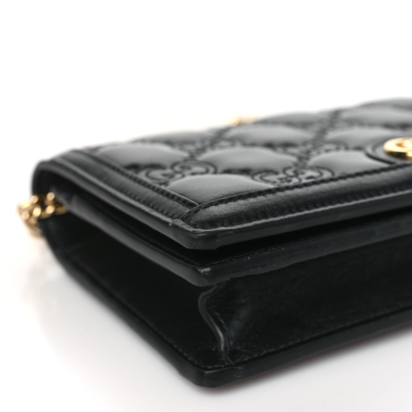 Calfskin GG Matelasse Chain Wallet Black