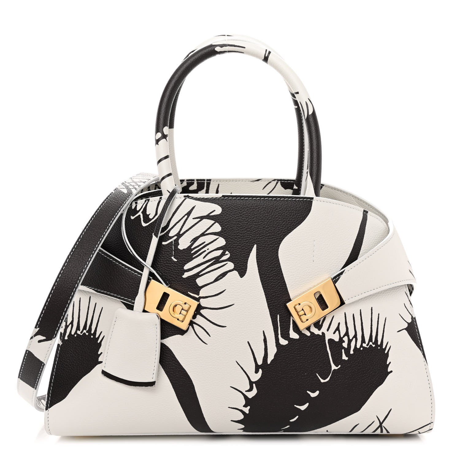 Salvatore Ferragamo Natural Grain Calfskin Venus Print Small Hug