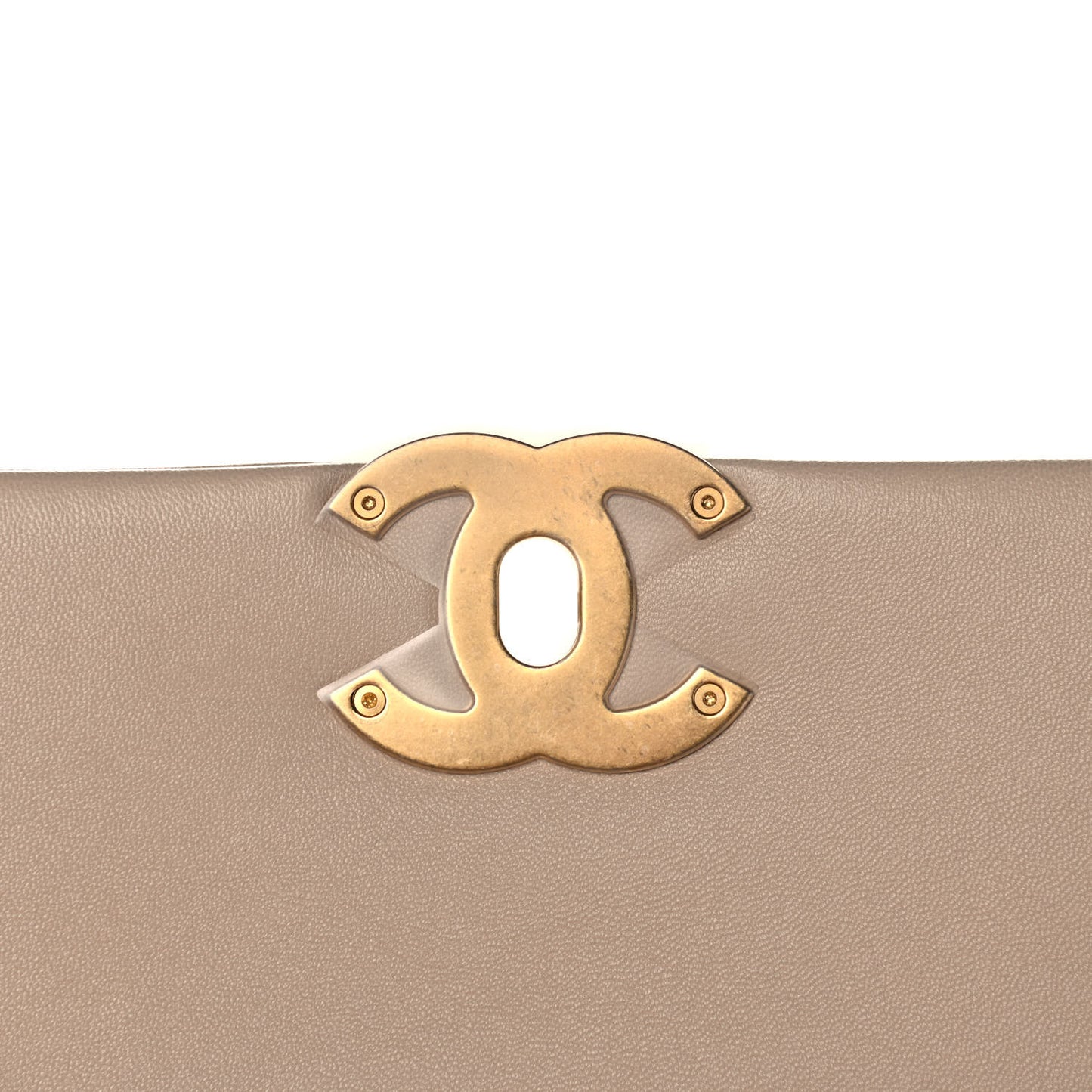 Lambskin Quilted Large Chanel 19 Flap Beige