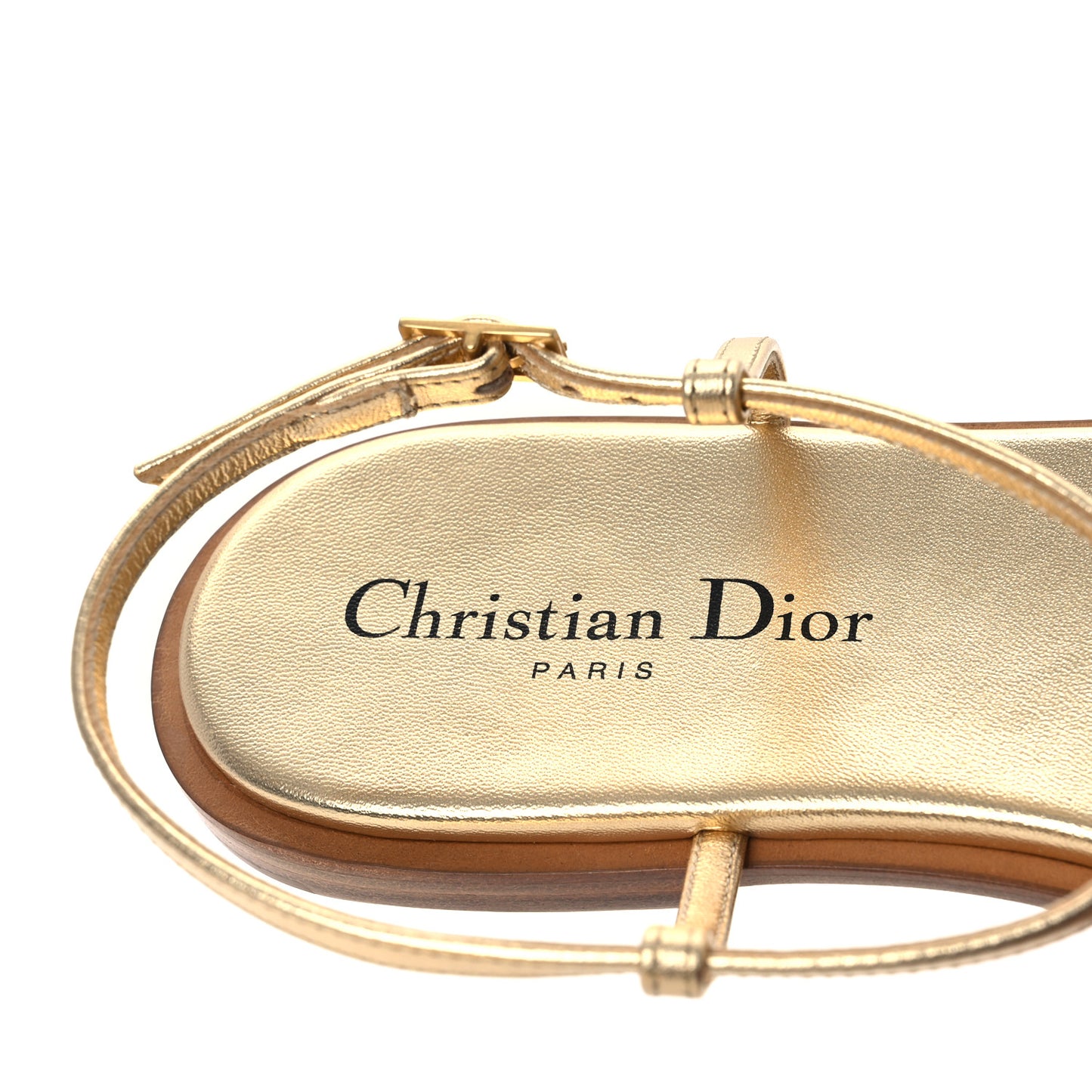 Laminated Calfskin C'est Dior Sandals 37.5 Light Gold