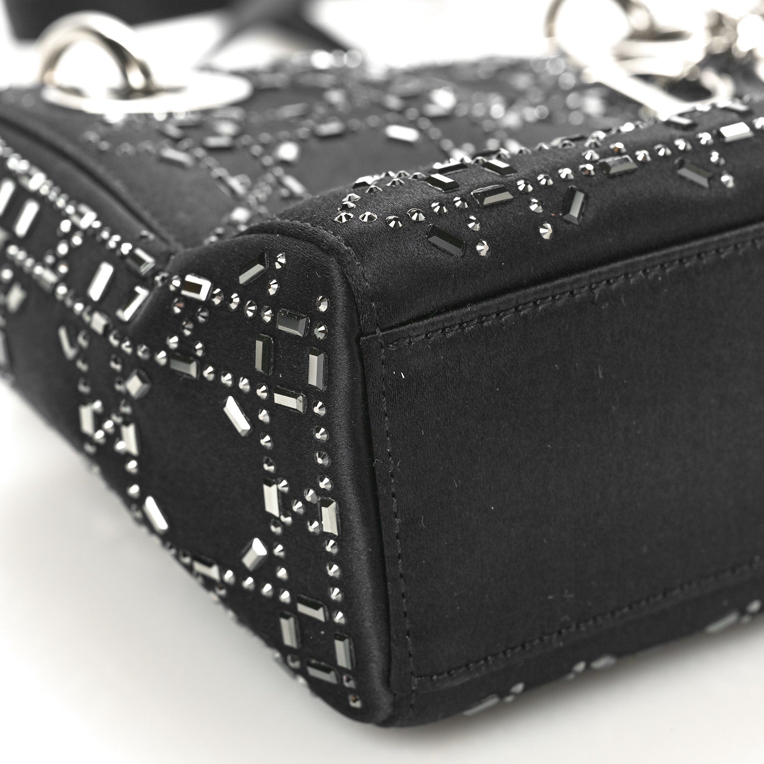 Christian Dior Satin Crystal Cannage Mini Lady Dior Black 9 of 10