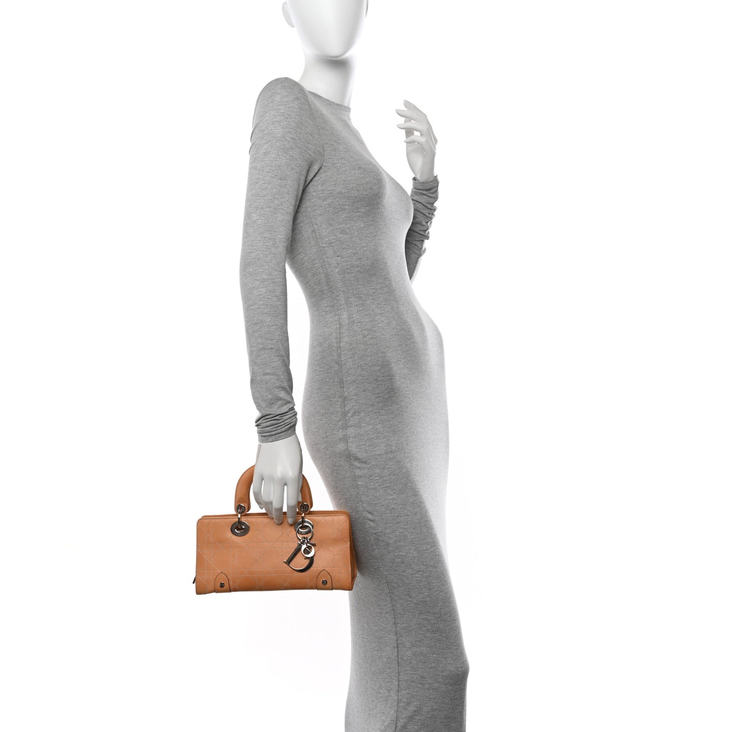 Calfskin Cannage Stitched Small East West Lady Dior Camel