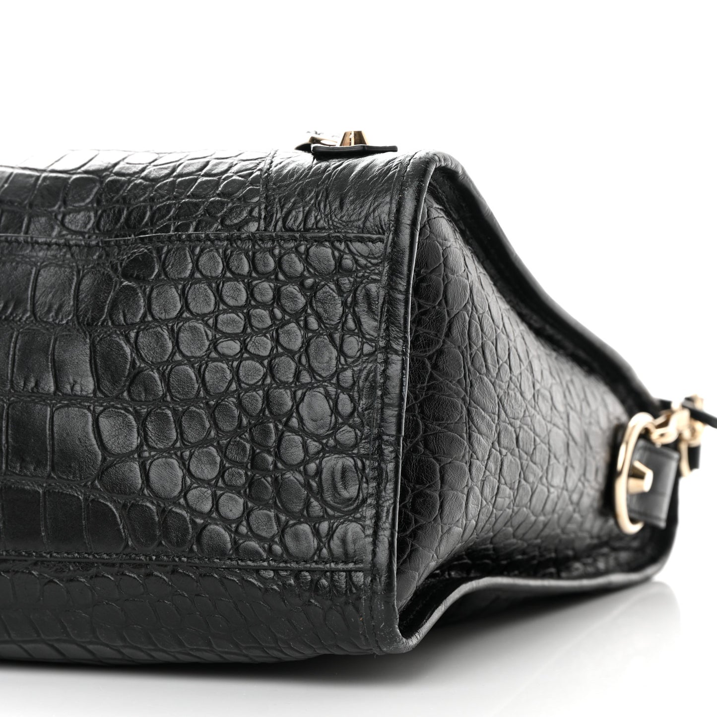 Calfskin Crocodile Embossed Classic Hardware City Black