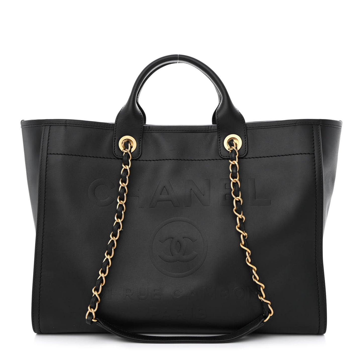 Calfskin Medium Deauville Tote Black