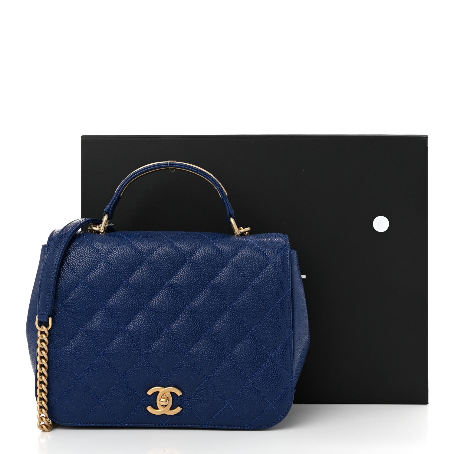 Chanel Caviar Large Carry Around Flap Bag Blue 11 of 11