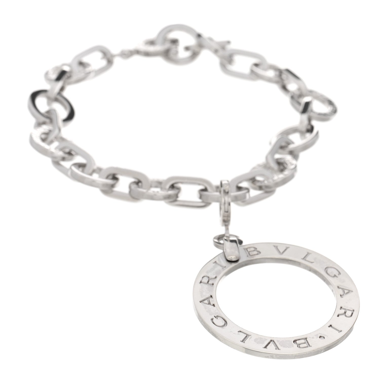 Bulgari Sterling Silver BVLGARI BVLGARI Link Charm Bracelet