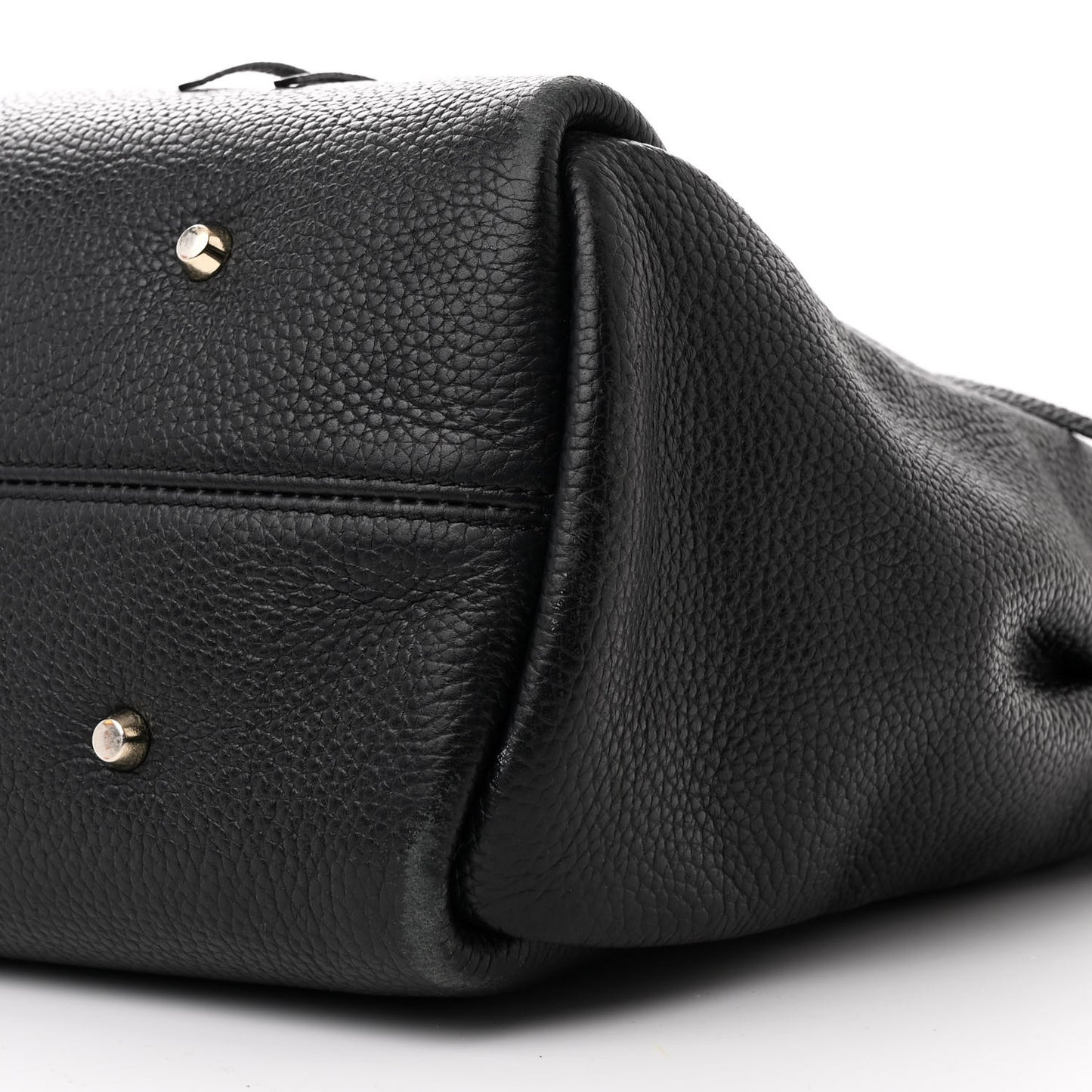 Grained Calfskin Logo Small Fringe Shopper Tote Black