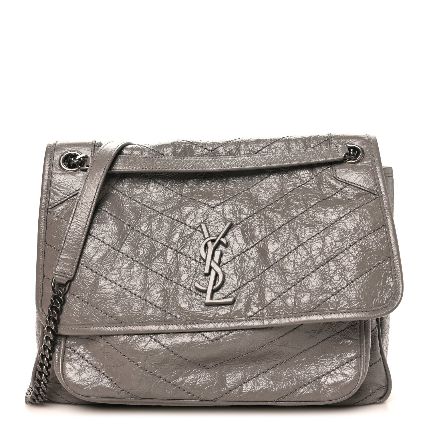 Saint Laurent Crinkled Calfskin Matelasse Monogram Large Niki