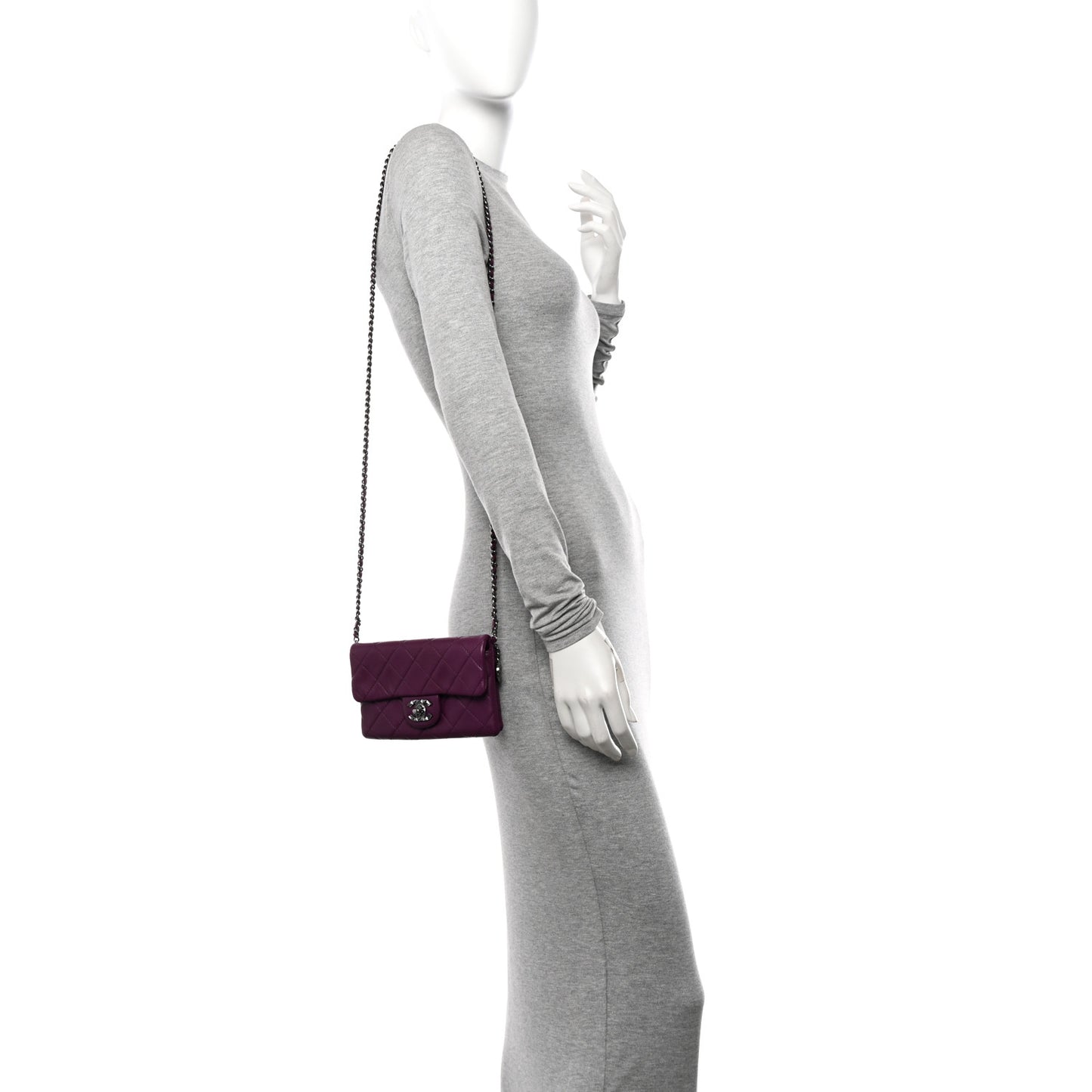 Lambskin Quilted Mini Mineral Nights Flap Crossbody Bag Purple