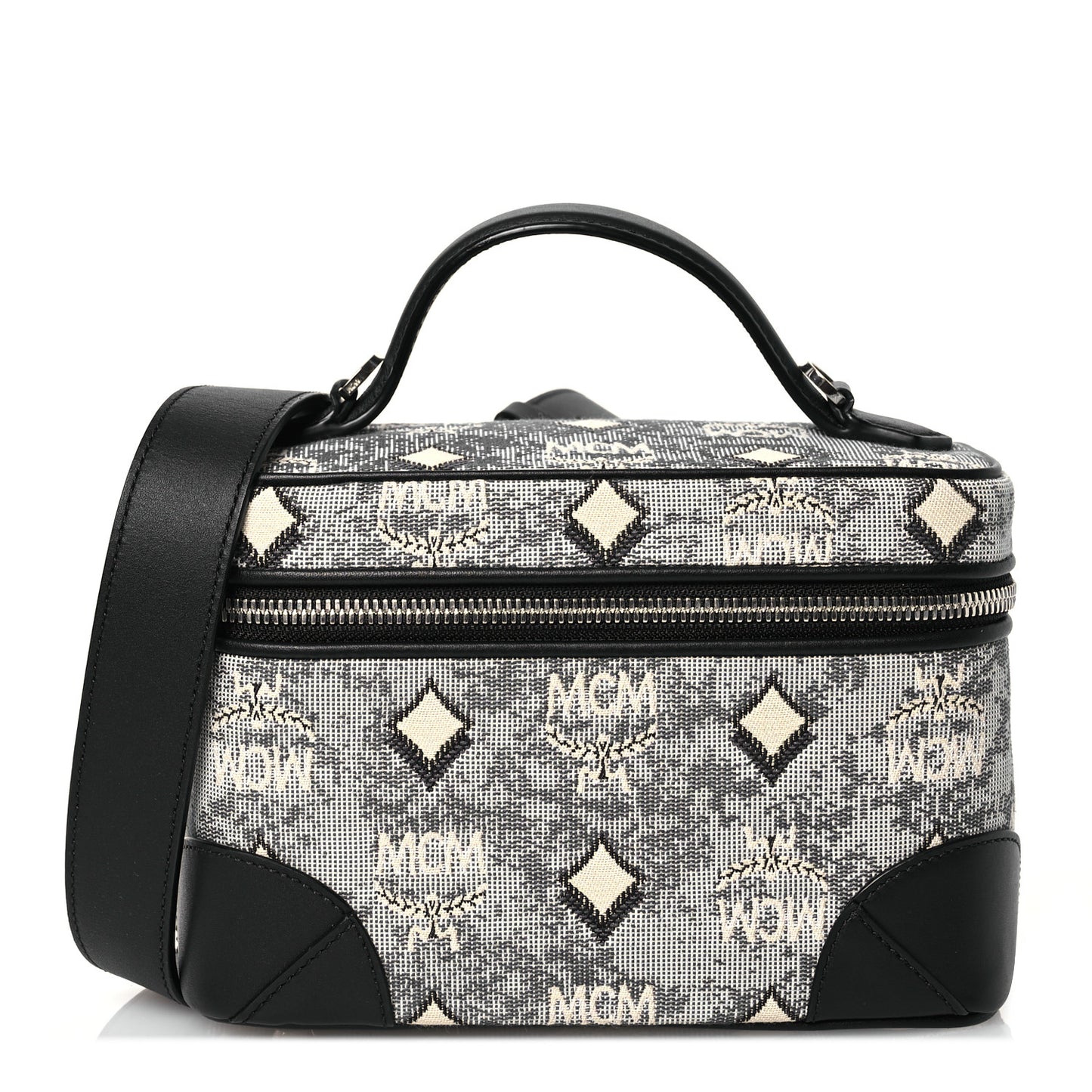 Vintage Jacquard Monogram Rockstar Small Vanity Crossbody Bag Grey