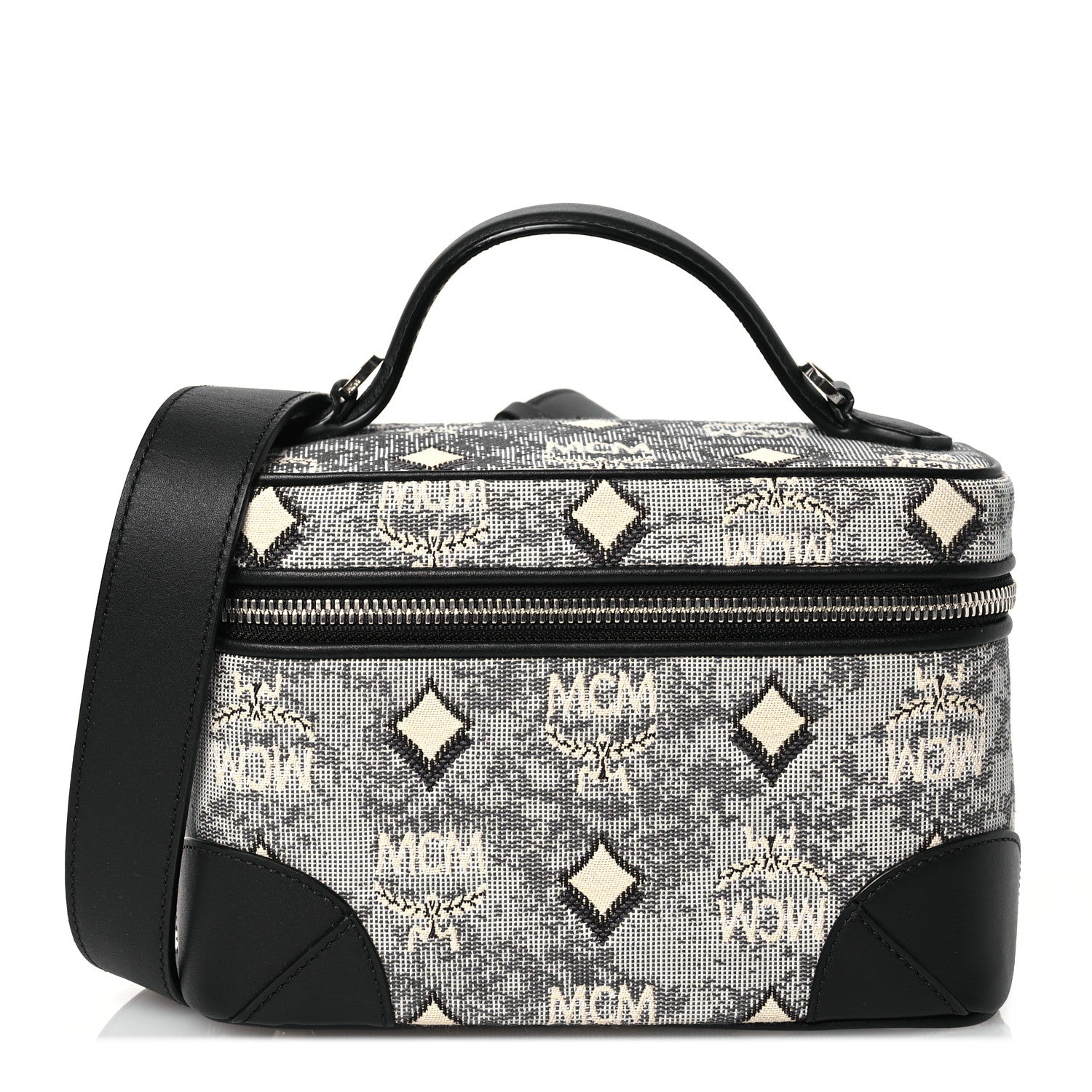 MCM Vintage Jacquard Monogram Rockstar Small Vanity Crossbody Bag Grey 1 of 9