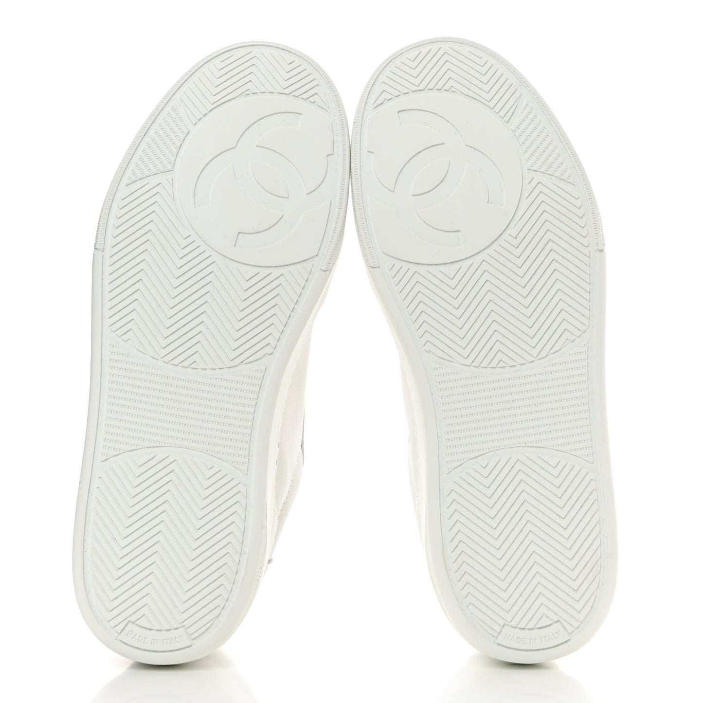 Calfskin Womens CC Logo Sneakers 37.5 White