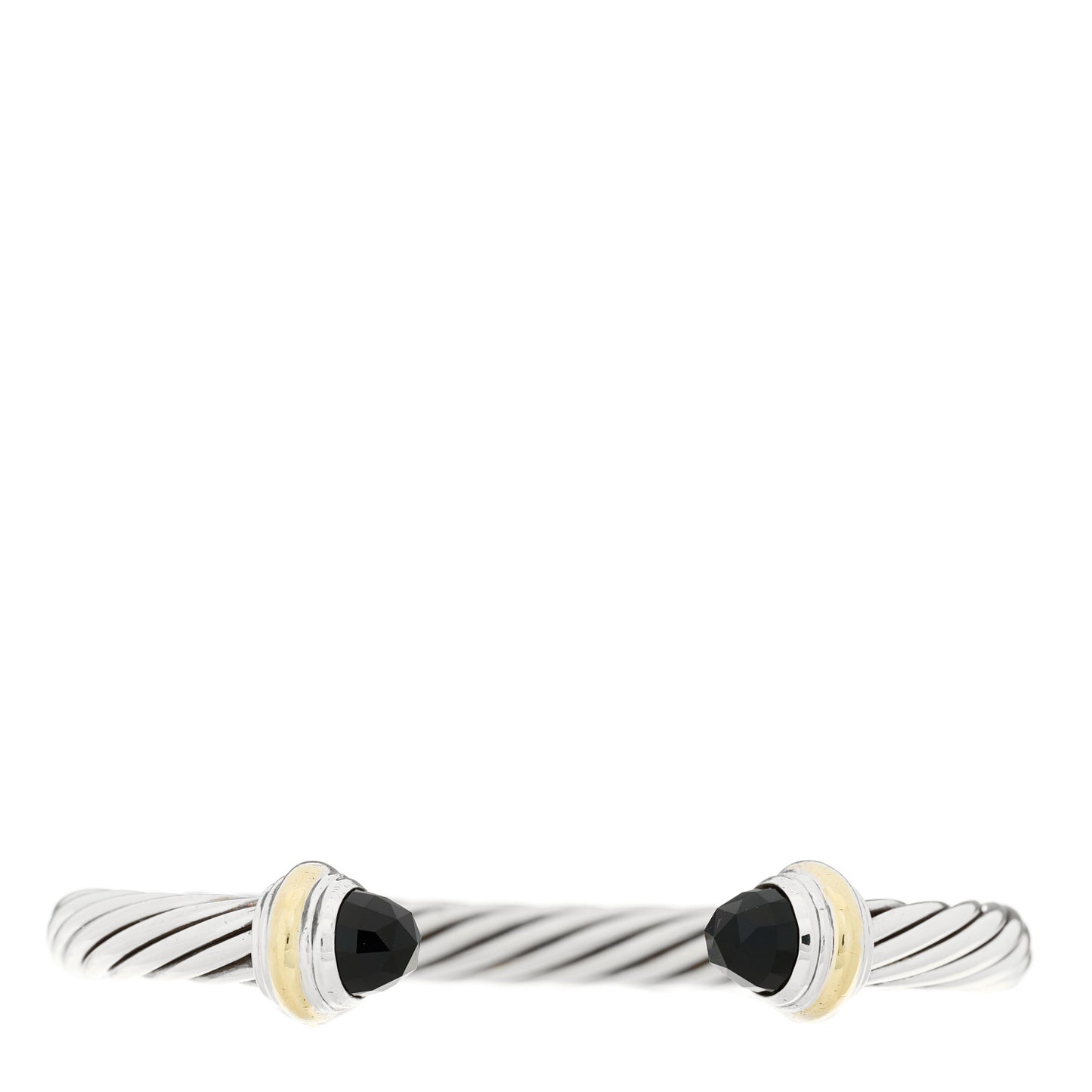 Sterling Silver 14K Yellow Gold Black Onyx 7mm Cable Classics Bracelet