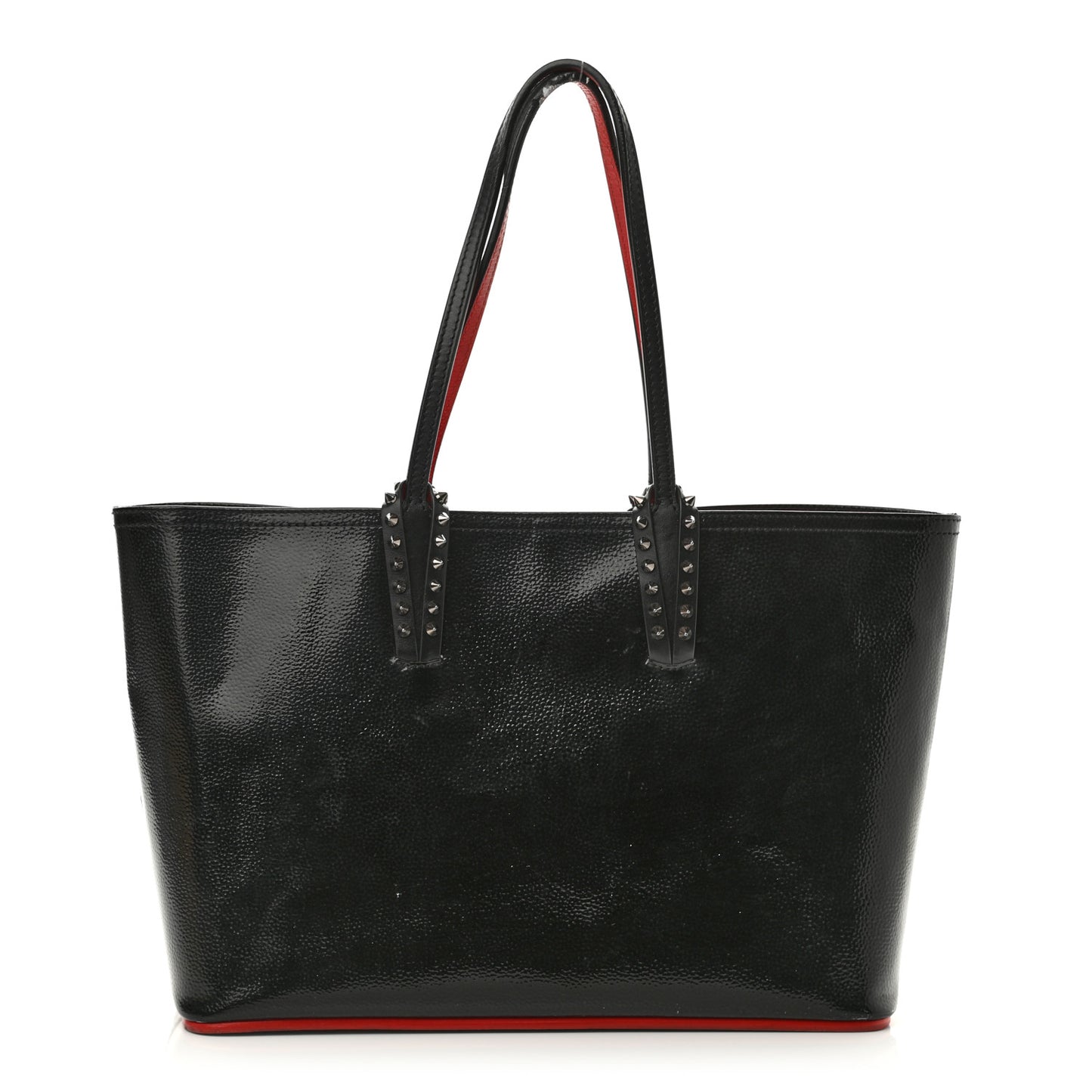 Patent Calfskin Spikes East West Cabata Tote Black