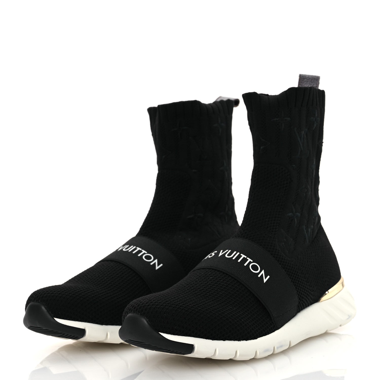 Louis Vuitton Monogram Stretch Fabric Aftergame Sneaker Boots 36.5 Black 4 of 11