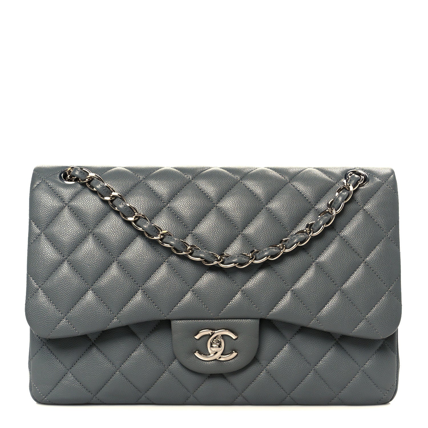 Chanel Caviar Quilted Jumbo Double Flap Grey 1781172 – FASHIONPHILE