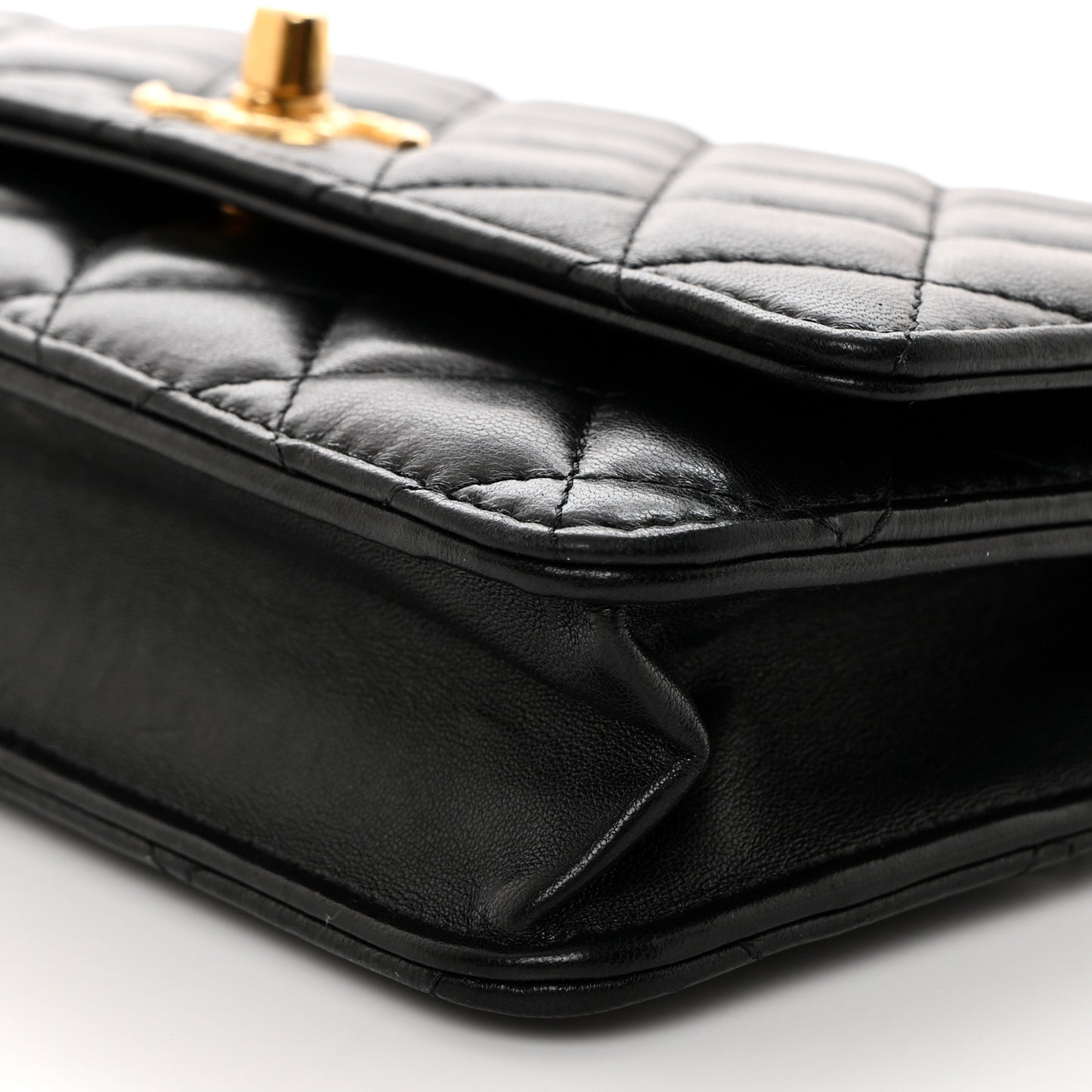 Lambskin Quilted Pillow Crush Wallet On Chain WOC Black