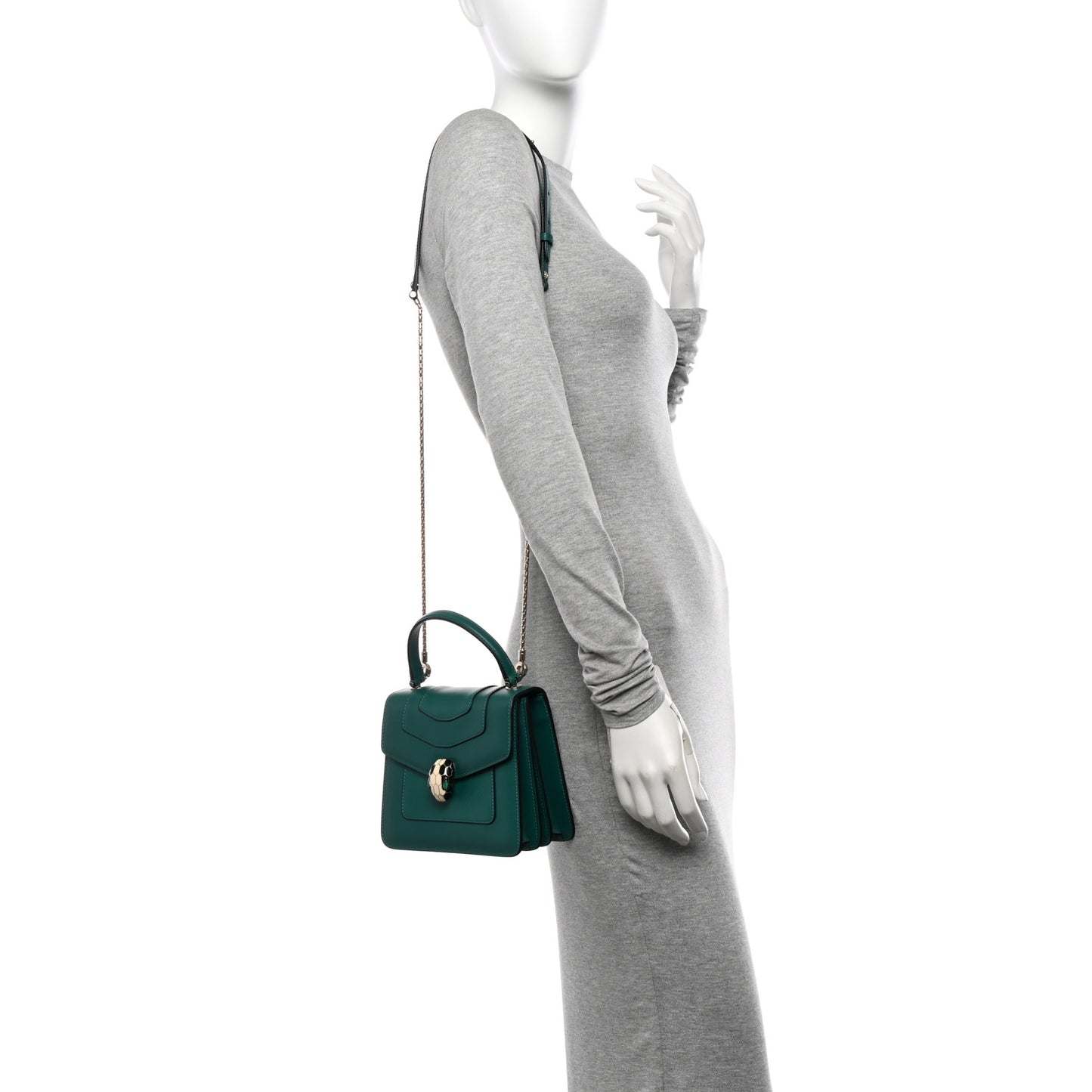 Calfskin Serpenti Forever Top Handle Emerald Green