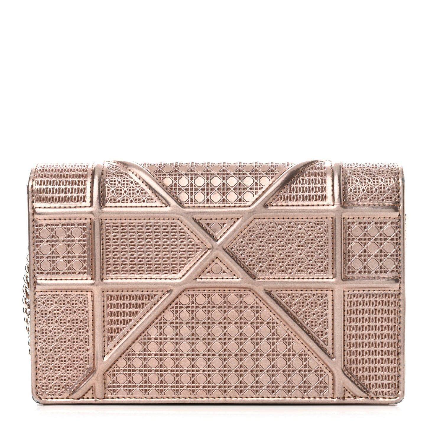 Metallic Patent Micro-Cannage Diorama Wallet on Chain Pouch Hyper Pink