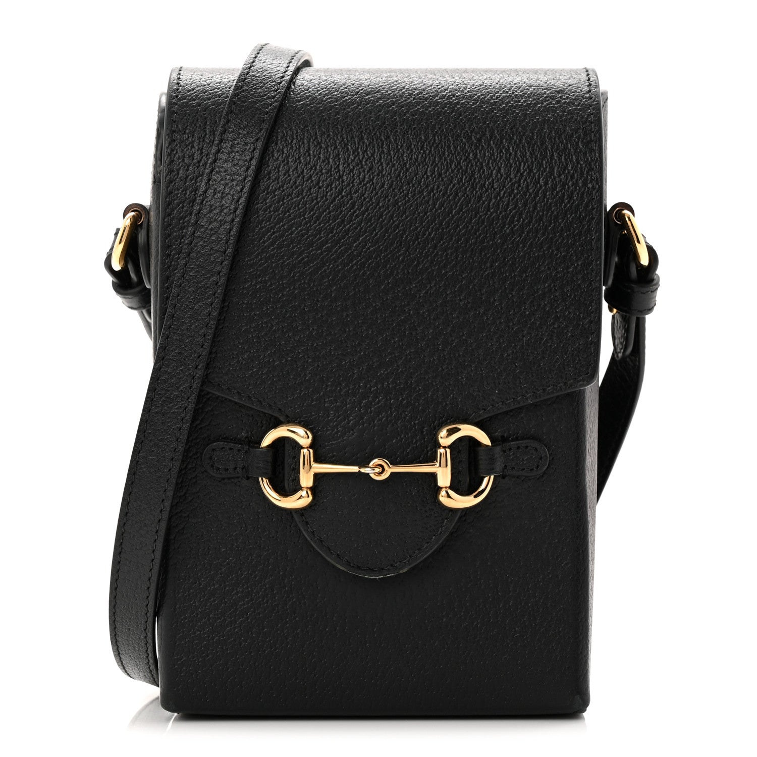 Gucci Dollar Calfskin Vertical Horsebit 1955 Crossbody Bag Black