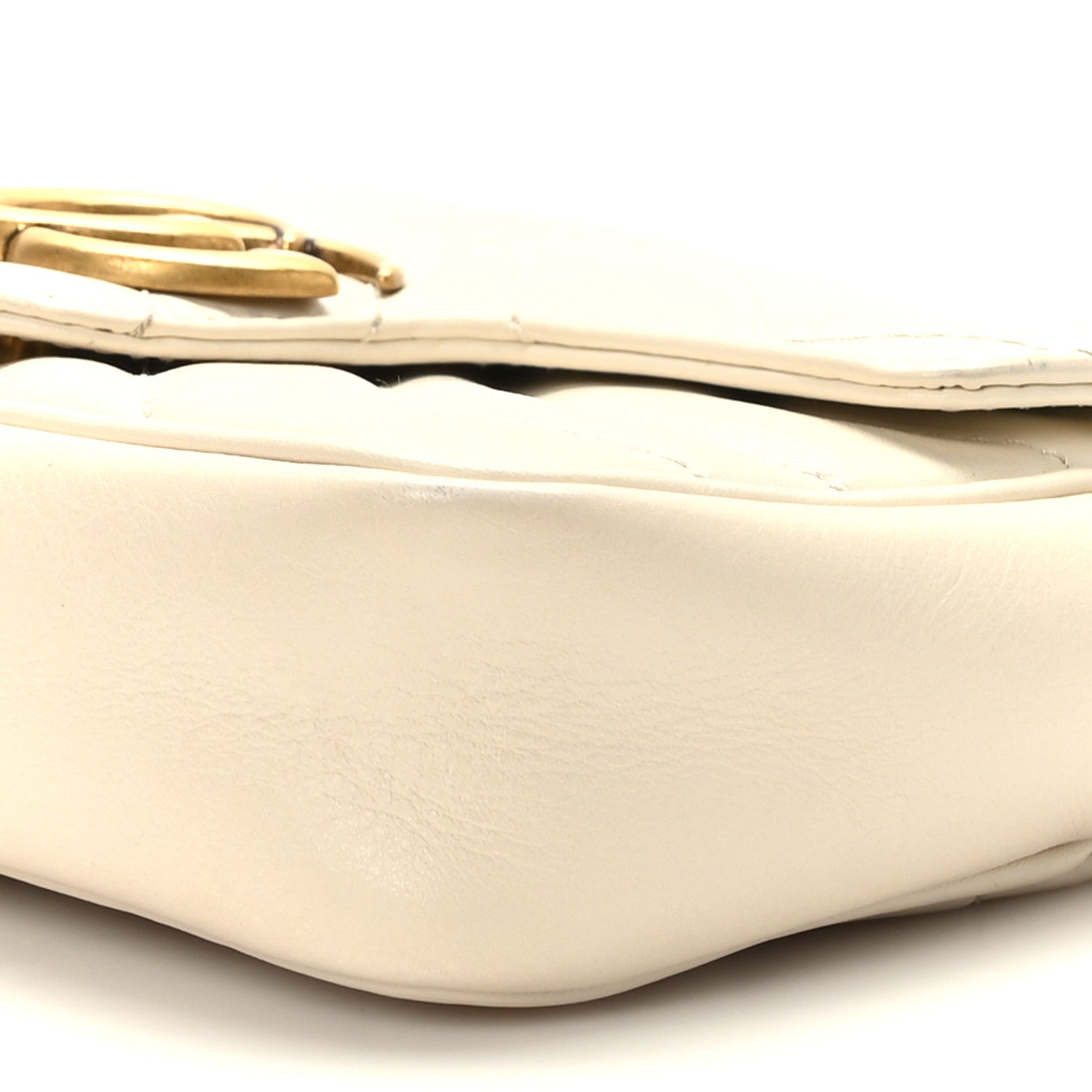 Gucci Calfskin Matelasse Super Mini GG Marmont Shoulder Bag White 9 of 10