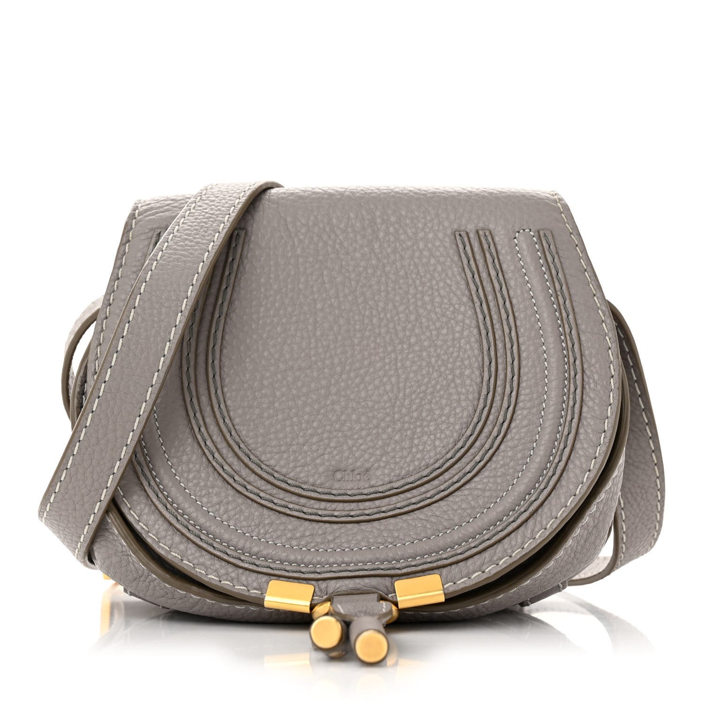 Grained Calfskin Small Marcie Saddle Bag Cashmere Grey