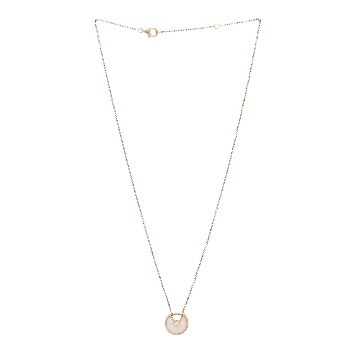 18K Yellow Gold Diamond Mother of Pearl XS Amulette de Cartier Pendant Necklace