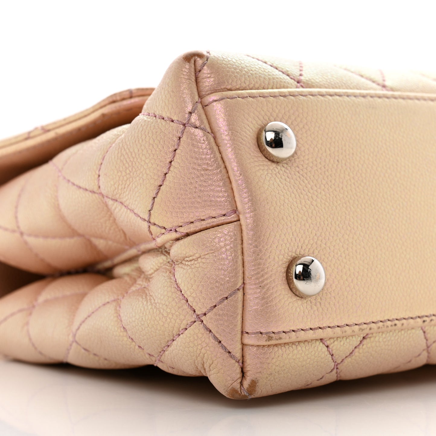 Iridescent Caviar Quilted Mini Coco Handle Flap Pink