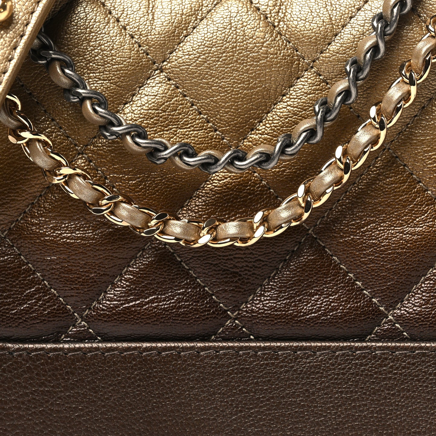 Metallic Goatskin Quilted Small Gabrielle Hobo Gold Bronze