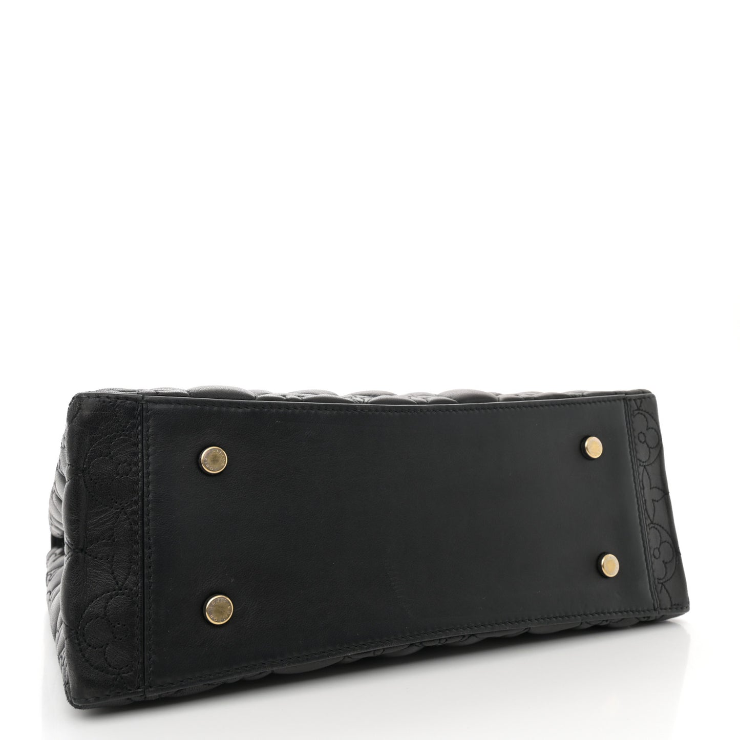 Lambskin Flower Quilted Twist Shoulder Bag GM Black
