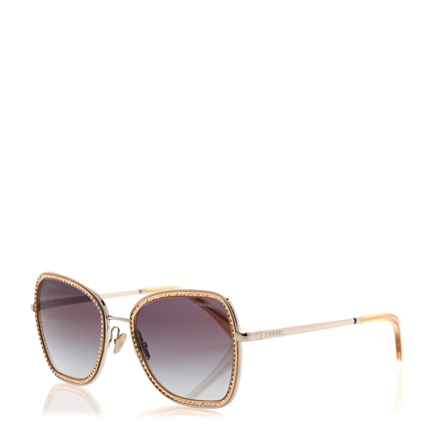 Square Frame Sequin Sunglasses 4277-B Gold Brown