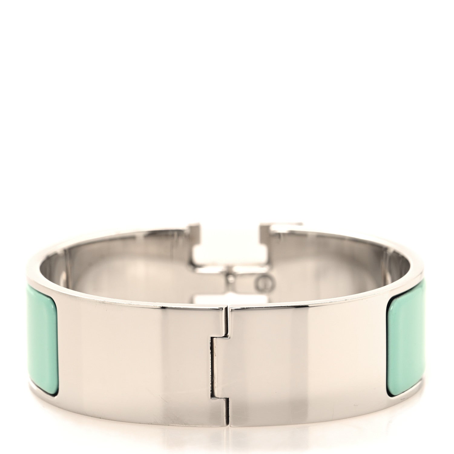 Hermes Enamel Wide Clic Clac H Bracelet GM Lagon White 3 of 5