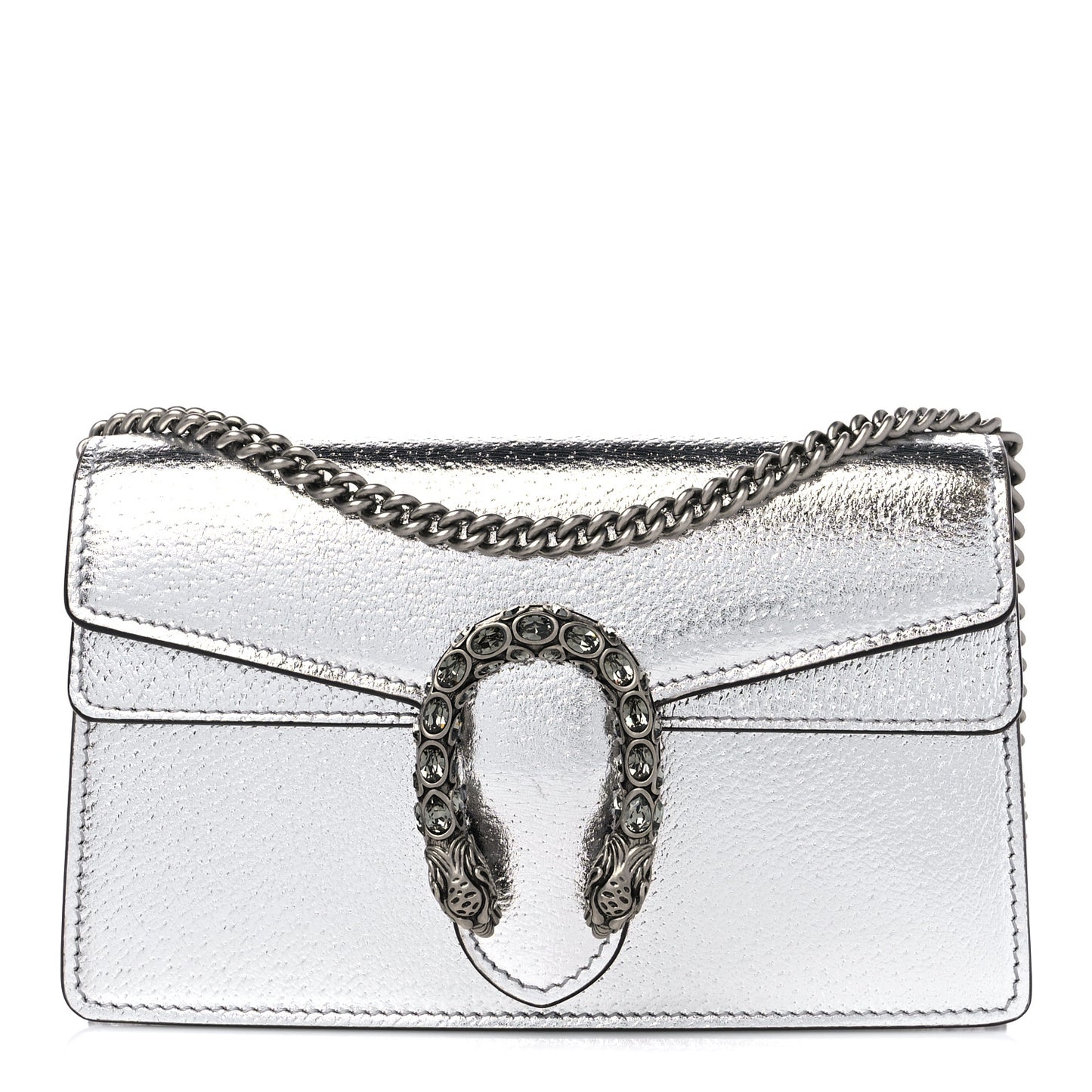 Metallic Calfskin Super Mini Dionysus Shoulder Bag Silver