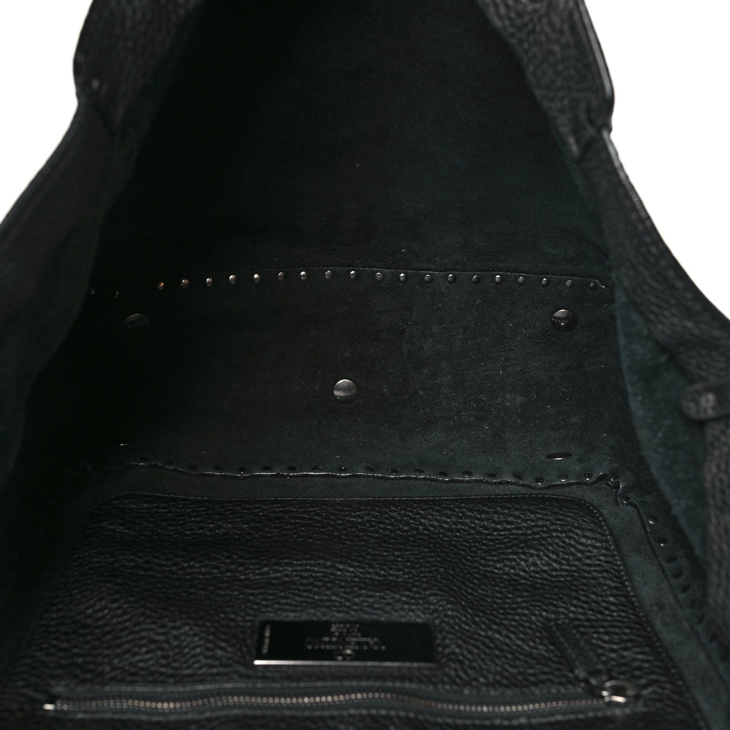 Grained Calfskin Onyx Medium Rockstud Rolling Tote Black