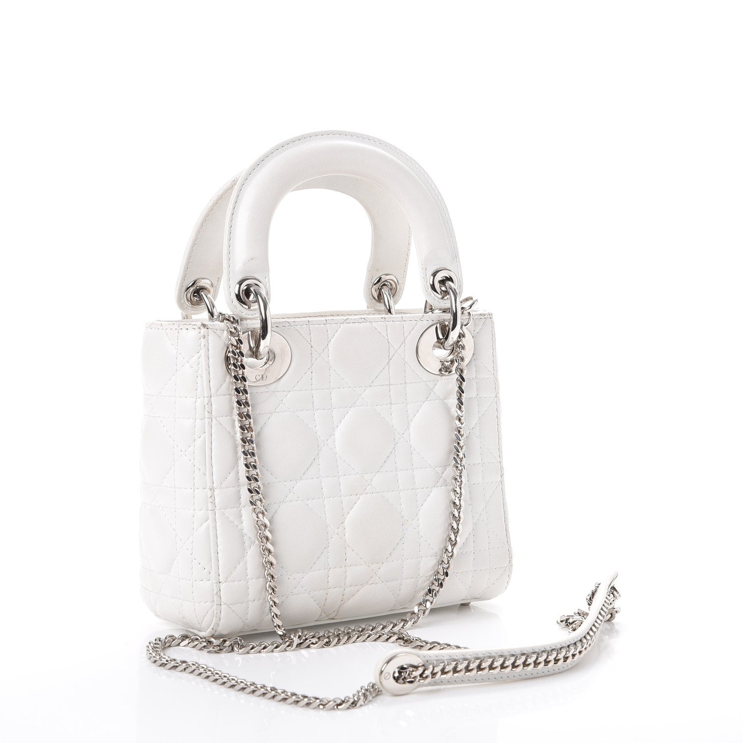 Lambskin Cannage Mini Lady Dior White