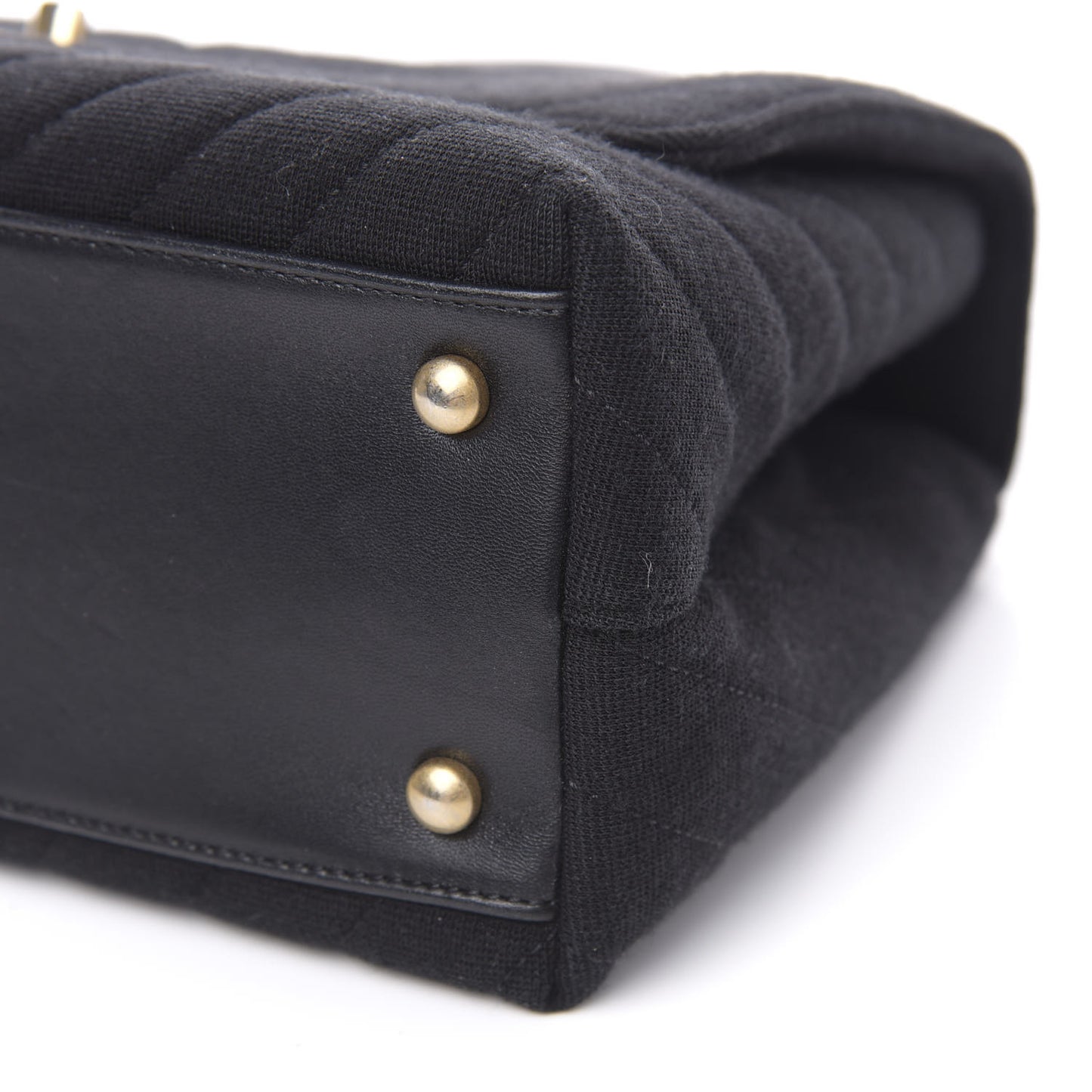 Jersey Chevron Quilted Small Coco Handle Flap Black