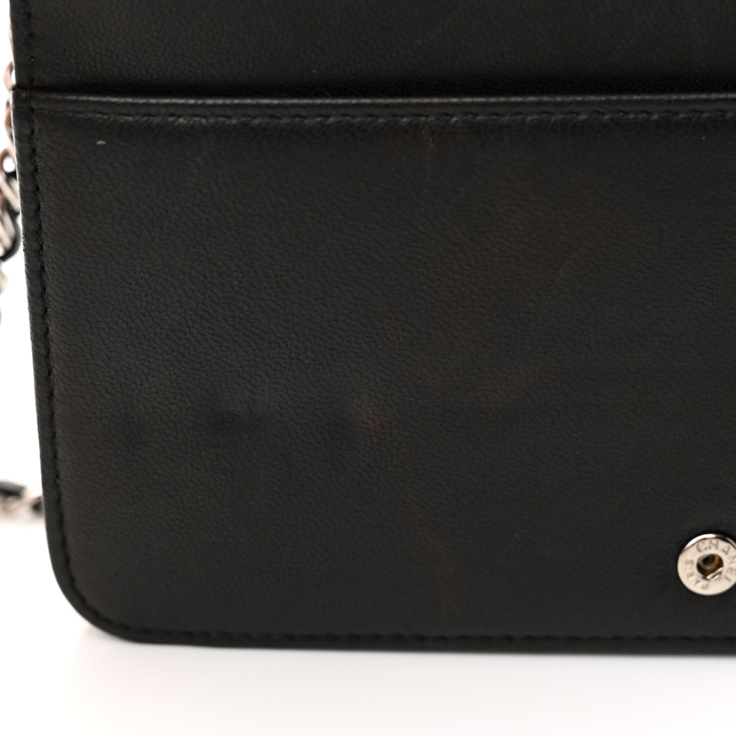 Patent Quilted Coco Boy Wallet On Chain WOC Black