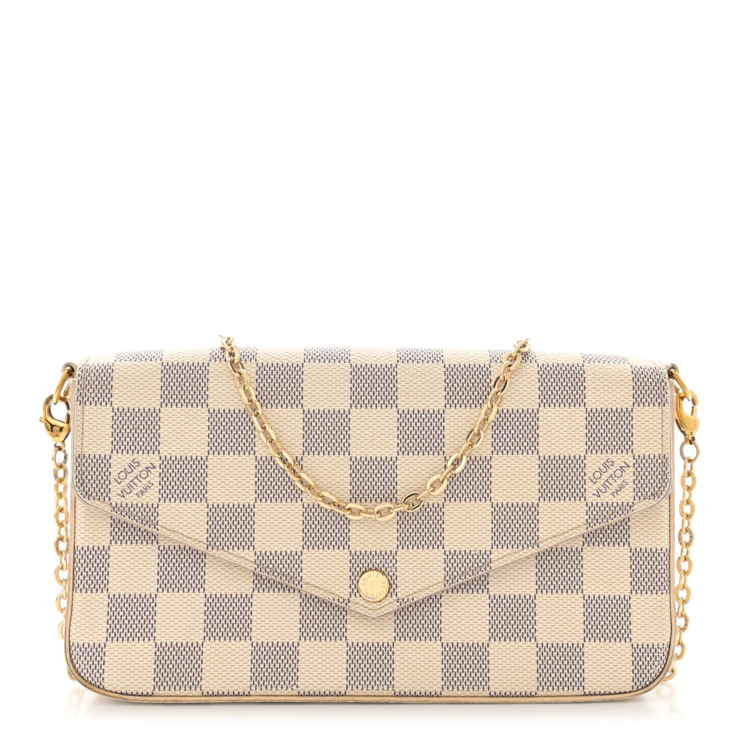 Louis Vuitton Damier Azur Pochette Felicie Chain Wallet Rose Ballerine 1 of 17
