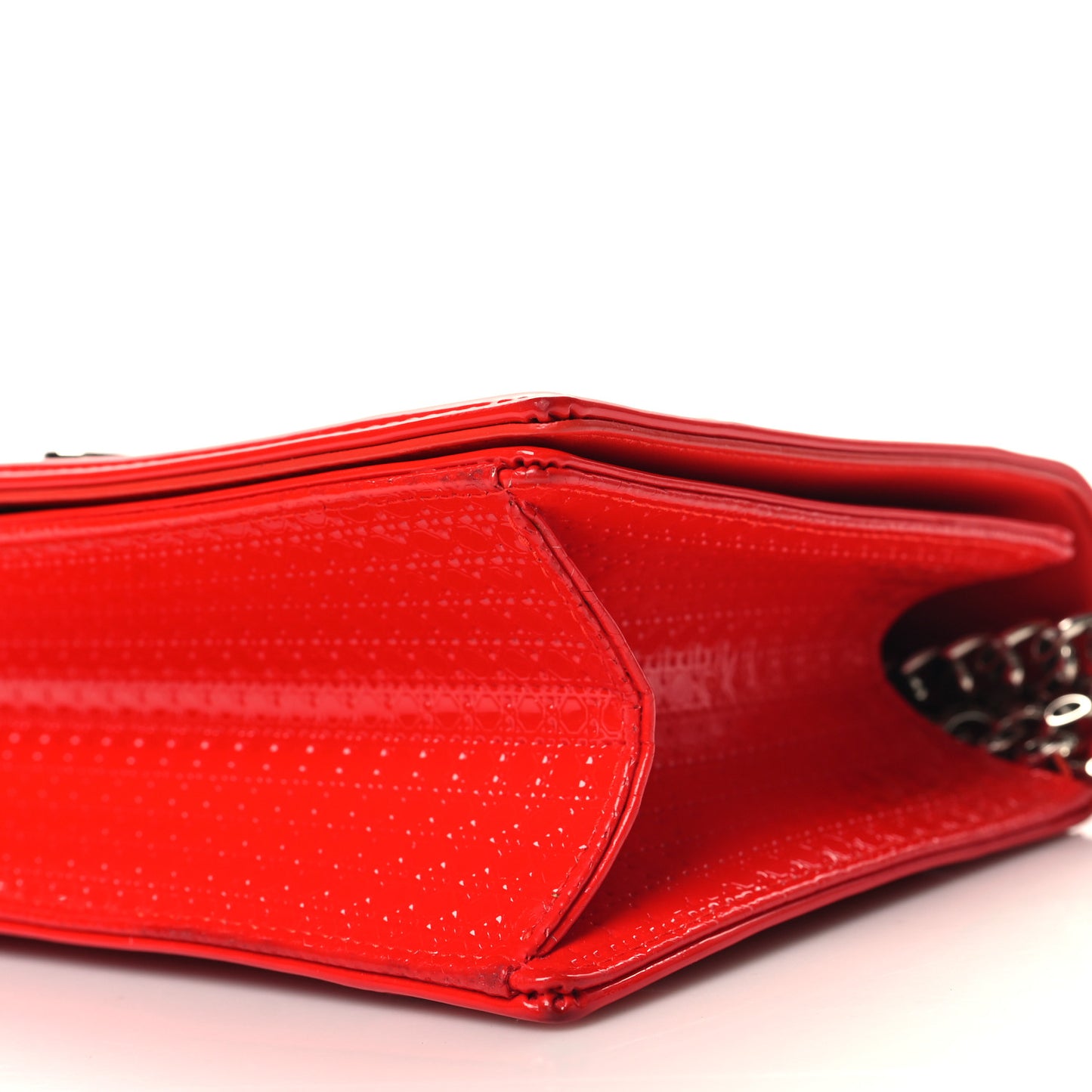 Patent Micro-Cannage Medium Diorama Flap Bag Red