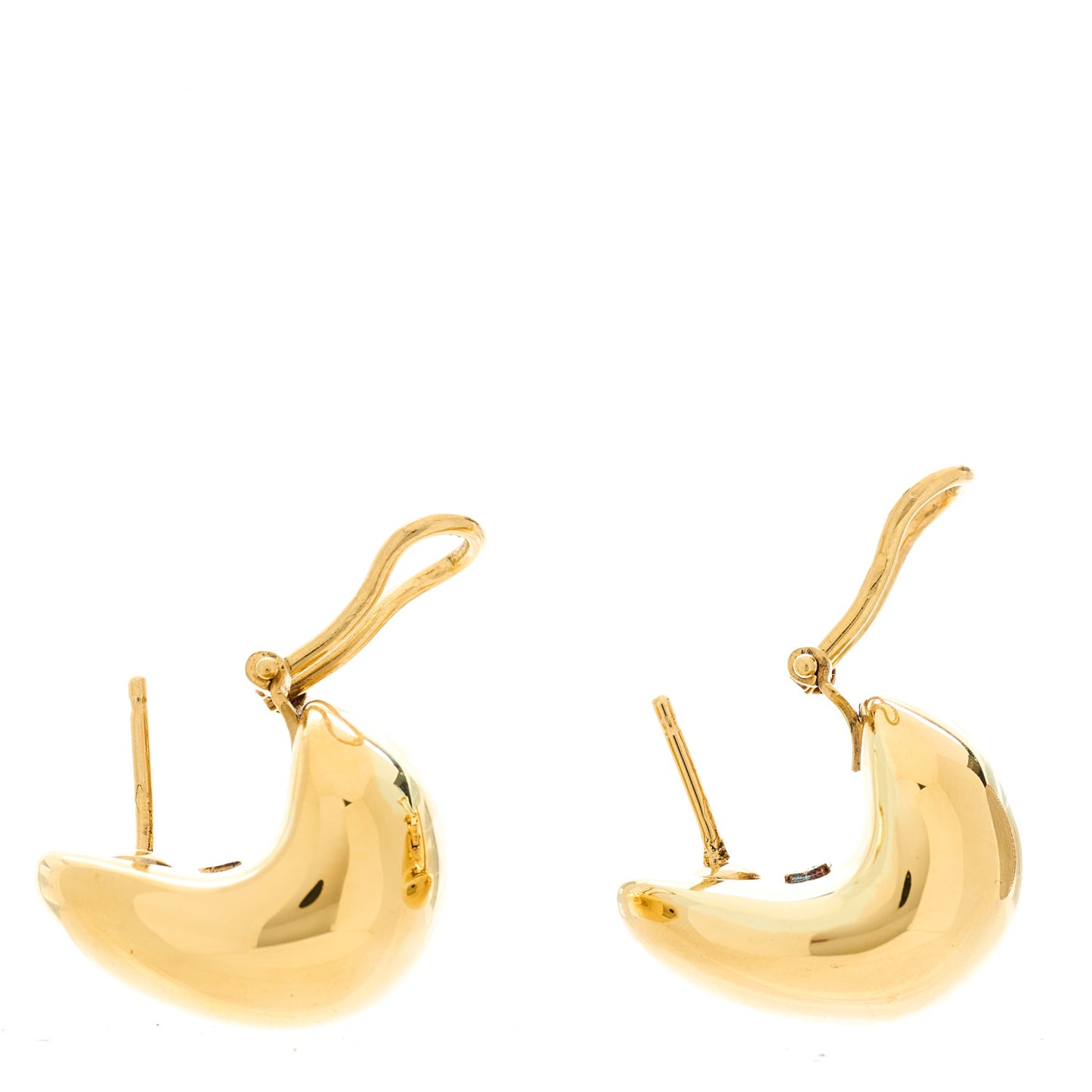 18K Yellow Gold Teardrop Dome Hoop Earrings