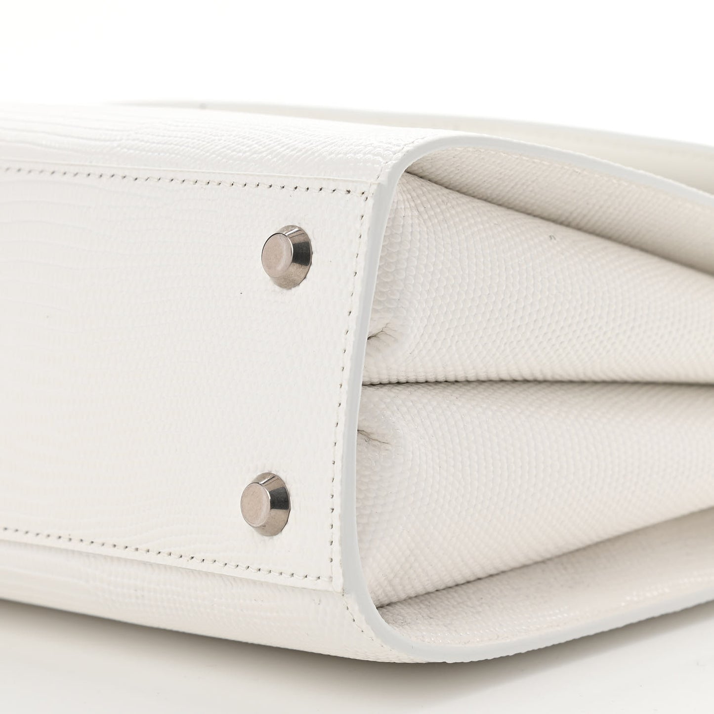 Patent Calfskin Lizard Embossed Medium Ghost Shoulder Bag Optic White