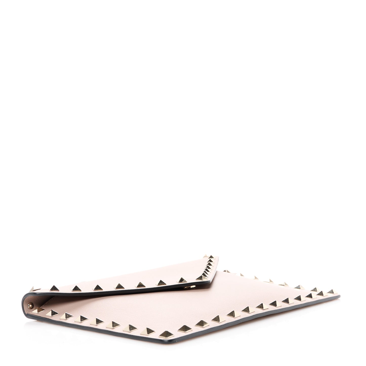 Vitello Medium Rockstud Envelope Flat Wristlet Pouch Poudre
