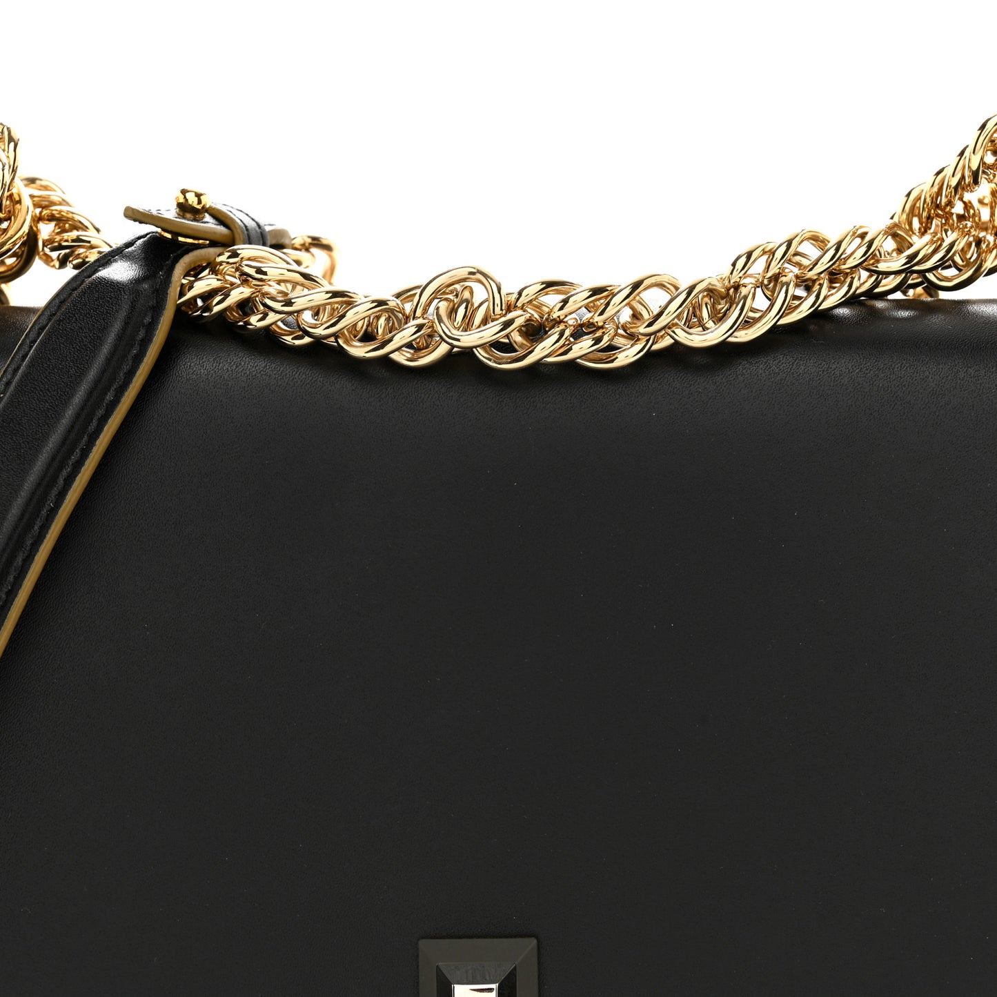 Vitello Liberty Scalloped Studded Kan I Shoulder Bag Black